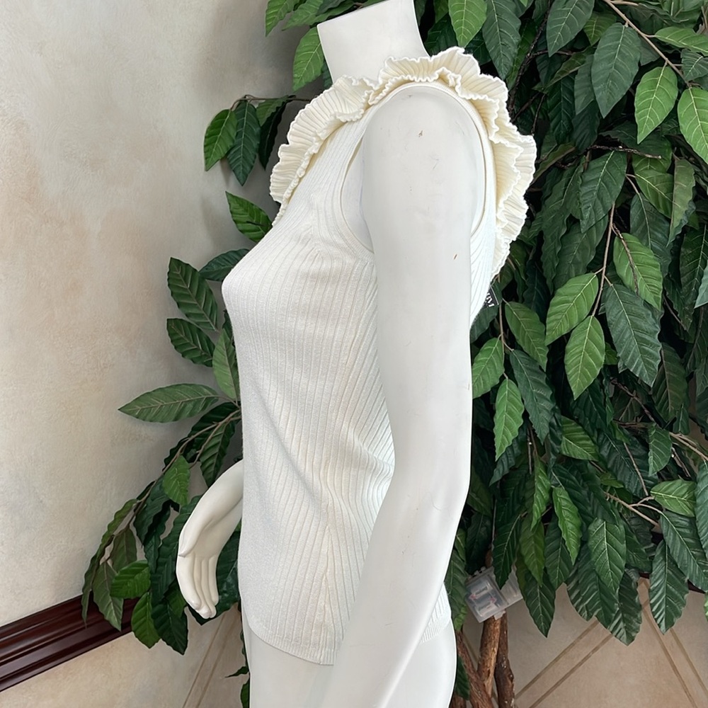 WHBM ECRU RUFFLE ONE-SHOULDER TOP - Picture 6 of 9